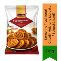 Kemchho Traditional Chakli (Makhana Murukku / Spiced Chakri) | 270g - Crispy Savoury Fried Spiral Rice Flour Snack | Authentic Homemade Indian Recipe, Perfect Crunchy Ready-to-Eat Afternoon Chai Farsan | South Africa | India Bazaar