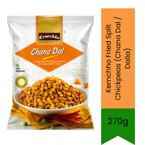 Kemchho Fried Split Chickpeas (Chana Dal / Dalia) | 270g - Crunchy Spiced Gram Flour Snack For Healthy Teatime Nibbles | Ready-to-Eat Savoury Farsan Infused With Indian Masala Flavour | South Africa | India Bazaar