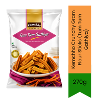Kemchho Crunchy Gram Flour Sticks (Tum Tum Gathiya) | 270g - Deep-Fried Spiced Chickpea Flour Savoury Farsan For Afternoon Chai Snacking | Delivers Authentic Tangy Indian Masala Flavour With Every Crispy Bite | South Africa | India Bazaar