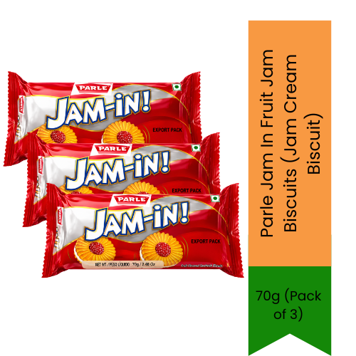 Parle Jam In Fruit Jam Biscuits (Jam Cream Biscuit) | 70g (Pack of 3) - Sweet Fruit Jam Centered Cookies for Toddlers & Lunchboxes, Delicious Melt-in-Mouth Texture | South Africa | India Bazaar
