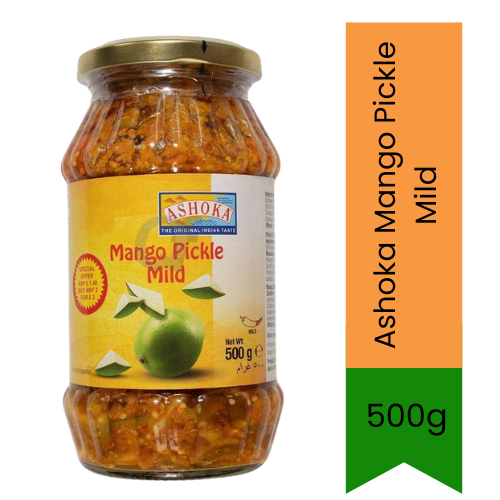 Ashoka Mango Pickle Mild (Aam Ka Achar) | 500g - Traditional Indian Pickle for Rice, Roti & Meals, Mild Spice & Authentic Taste | South Africa | India Bazaar