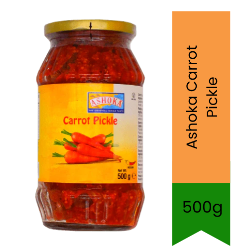 Ashoka Carrot Pickle (Gajar Nu Athanu) | 500g - Zesty Tangy Tender Carrot Fingers Infused with Fenugreek Kuria, Great Crunchy Plate Side | South Africa | India Bazaar