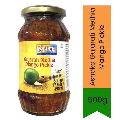 Ashoka Gujarati Methia Mango Pickle (Aam Ka Achar) | 500g - Spicy Crushed Mustard Fenugreek Relish for Rice, Parathas & Everyday Curries | South Africa | India Bazaar