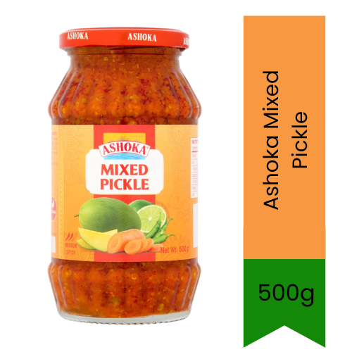 Ashoka Mixed Pickle (Savoury Mixed Achar) | 500g - Premium Balanced Blend of Green Mango, Carrots & Limes, Traditional Indian Dining Platter Staple | South Africa | India Bazaar
