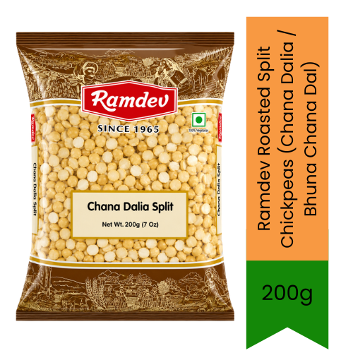 Ramdev Roasted Split Chickpeas (Chana Dalia / Bhuna Chana Dal) - Crunchy Ready-to-Eat Pulse for Traditional Coconut Chutneys & Bombay Mix | Highly Nutritious Healthy Snack Offering Protein-Rich Dietary Fibre | South Africa | India Bazaar