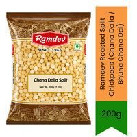 Ramdev Roasted Split Chickpeas (Chana Dalia / Bhuna Chana Dal) - Crunchy Ready-to-Eat Pulse for Traditional Coconut Chutneys & Bombay Mix | Highly Nutritious Healthy Snack Offering Protein-Rich Dietary Fibre | South Africa | India Bazaar