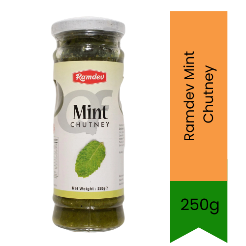 Ramdev Mint Chutney (Pudina Chutney) | 250g - Refreshing Herb Chutney for Kebabs, Snacks & Sandwiches, Cool Minty Flavor | South Africa | India Bazaar