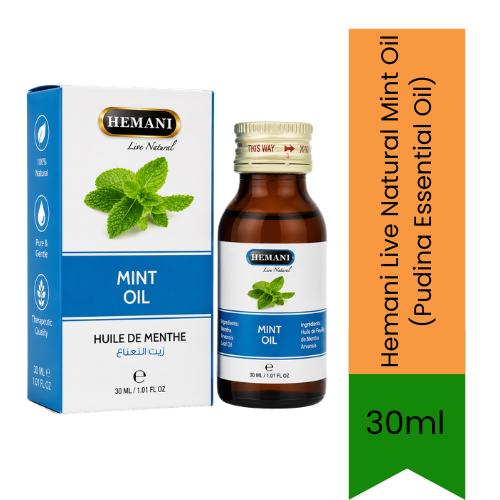 Hemani Live Natural Mint Oil (Pudina Essential Oil) | 30ml - Skin Care(For External Use Only)