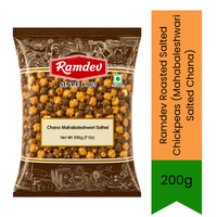 Ramdev Roasted Salted Chickpeas (Mahabaleshwari Salted Chana) - Crunchy Oil-Free Snack for Daily Healthy Munching | Premium Quality High-Protein Roasted Gram Infused with Iodized Salt for Classic Savoury Taste | South Africa | India Bazaar