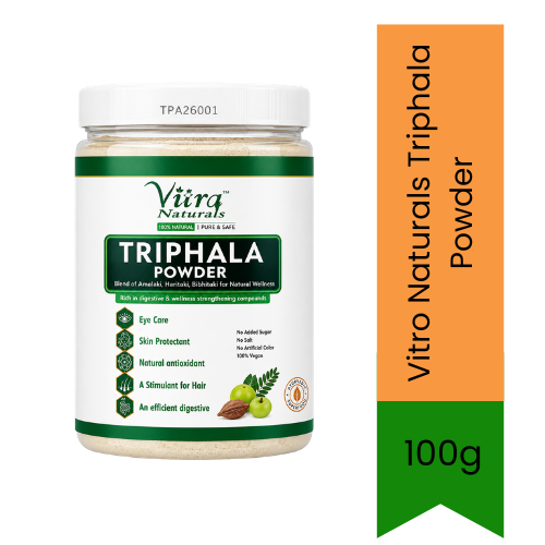 Vitro Naturals Triphala Powder (Amalaki Bibhitaki Haritaki Blend) | 100g - Classic 3-Herb Ayurvedic Colon Cleanser for Healthy Chronic Constipation Relief | South Africa | India Bazaar