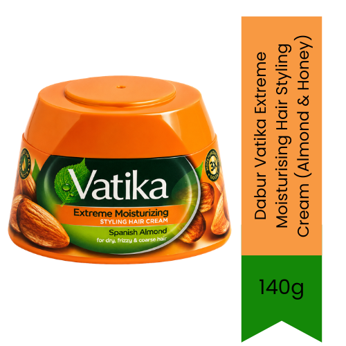 Dabur Vatika Extreme Moisturising Hair Styling Cream (Almond & Honey) | 140g - Intensive Care Deep Hydration Pomade for Coarse, Bleached or Damaged Hair | South Africa | India Bazaar