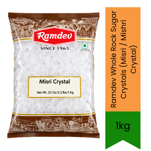 Ramdev Whole Rock Sugar Crystals (Misri / Mishri Crystal) - Pure & Natural Sweetener for Indian Desserts, Mukhwas Mouth Fresheners & Pooja Prasad | Offers a Mild Refreshing Sweetness & Helps Soothe the Throat | South Africa | India Bazaar