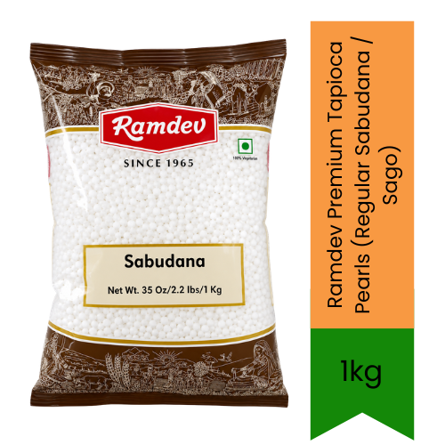 Ramdev Premium Tapioca Pearls (Regular Sabudana / Sago) - High-Quality Sago Seeds Perfect for Making Traditional Khichdi, Kheer & Vrat Fasting Food | Nutrient-Rich Carbohydrate Source for Wholesome Energy | South Africa | India Bazaar