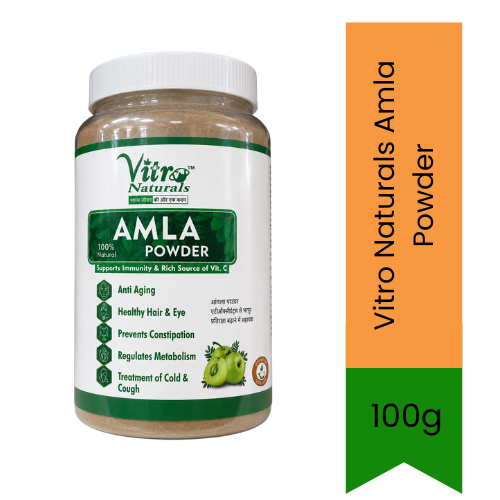 Vitro Naturals Amla Powder (Indian Gooseberry Fruit) | 100g - High Vitamin C Organic Immunity Booster for Dietary Drinks, Collagen Support & Natural Hair Care | South Africa | India Bazaar