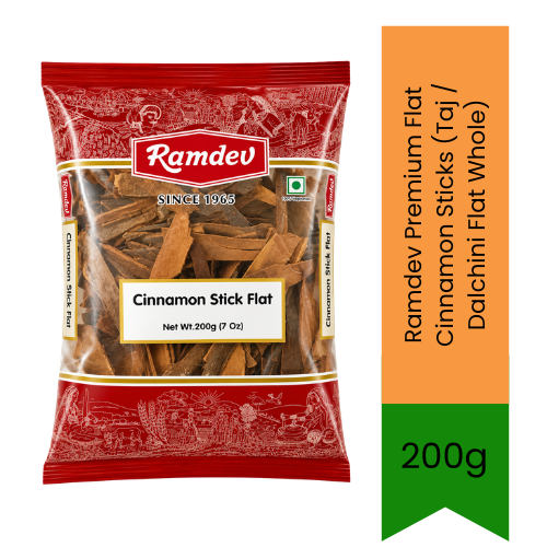 Ramdev Premium Flat Cinnamon Sticks (Taj / Dalchini Flat Whole) | 200g - Highly Aromatic Bark Spice for Biryanis, Garam Masala & Curries | Infuses Rich Sweet & Woody Warmth into Traditional Indian Recipes | South Africa | India Bazaar