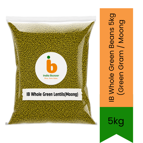 IB Whole Green Beans 5kg (Green Gram / Moong) | Smart Saver, High Protein & Nutrient Rich | Perfect for Sprouts, Curries & Meals | South Africa | India Bazaar