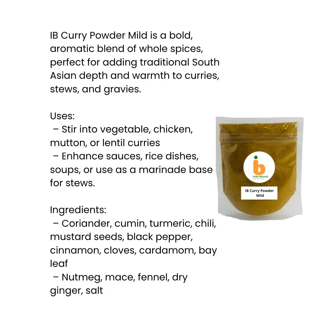 IB Curry Powder Mild (English Style Masala Blend) | 500g - Aromatic Core Base Spice Mix for Gentle Everyday Vegetable, Bean & Lamb Stews | South Africa | India Bazaar