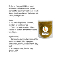 IB Curry Powder Mild (English Style Masala Blend) | 500g - Aromatic Core Base Spice Mix for Gentle Everyday Vegetable, Bean & Lamb Stews | South Africa | India Bazaar