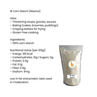 IB Corn Starch Mazina (Makai No Lot) | 1kg Value Pack - Premium Fine Thickening Flour for Chinese Gravies, Crispy Fritters, Soups & Baking | South Africa | India Bazaar
