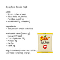 Gaay Sooji Coarse / Coarse Semolina / Rava 1Kg| Best Value, Hearty Texture & Filling Meals | Perfect for Breakfast, Baking & Cooking | South Africa | India Bazaar