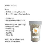 IB Desiccated Coconut / Fine Coconut (Kopra Nu Chrun) | 200g - Shredded Fresh Tropical Coconut Pulp for Festive Baking, Indian Mithai Sweets & Curries | South Africa | India Bazaar