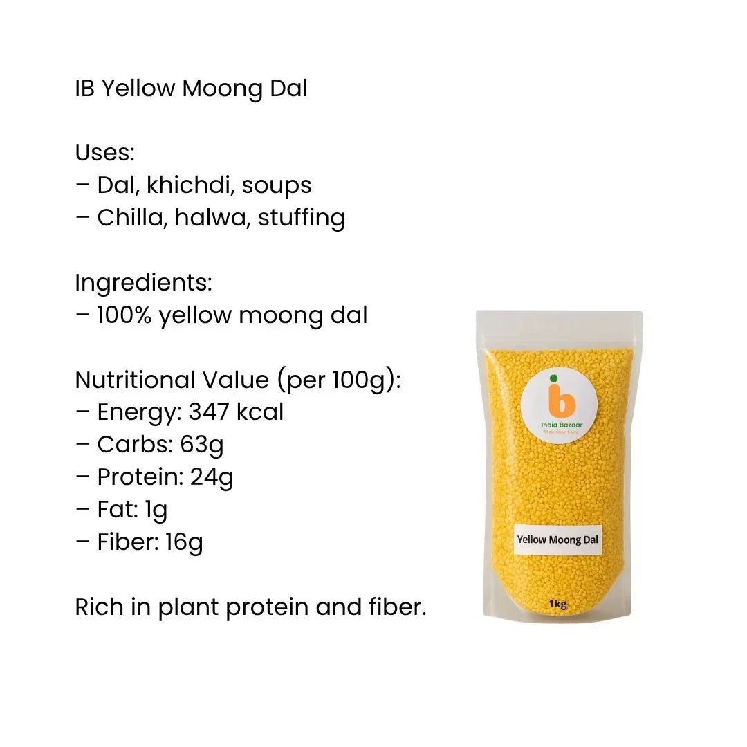 IB Yellow Split Lentils (Moong Dal) | 1kg -  Best Value, High Protein & Fast Cooking | Perfect for Soups, Curries & Meals | South Africa | India Bazaar
