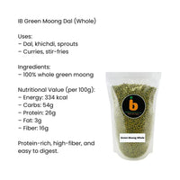 IB Moong / Whole Green Beans (dry) 1kg| Best Value, High Protein & Unpolished | Perfect for Sprouts, Curries & Meals | South Africa | India Bazaar