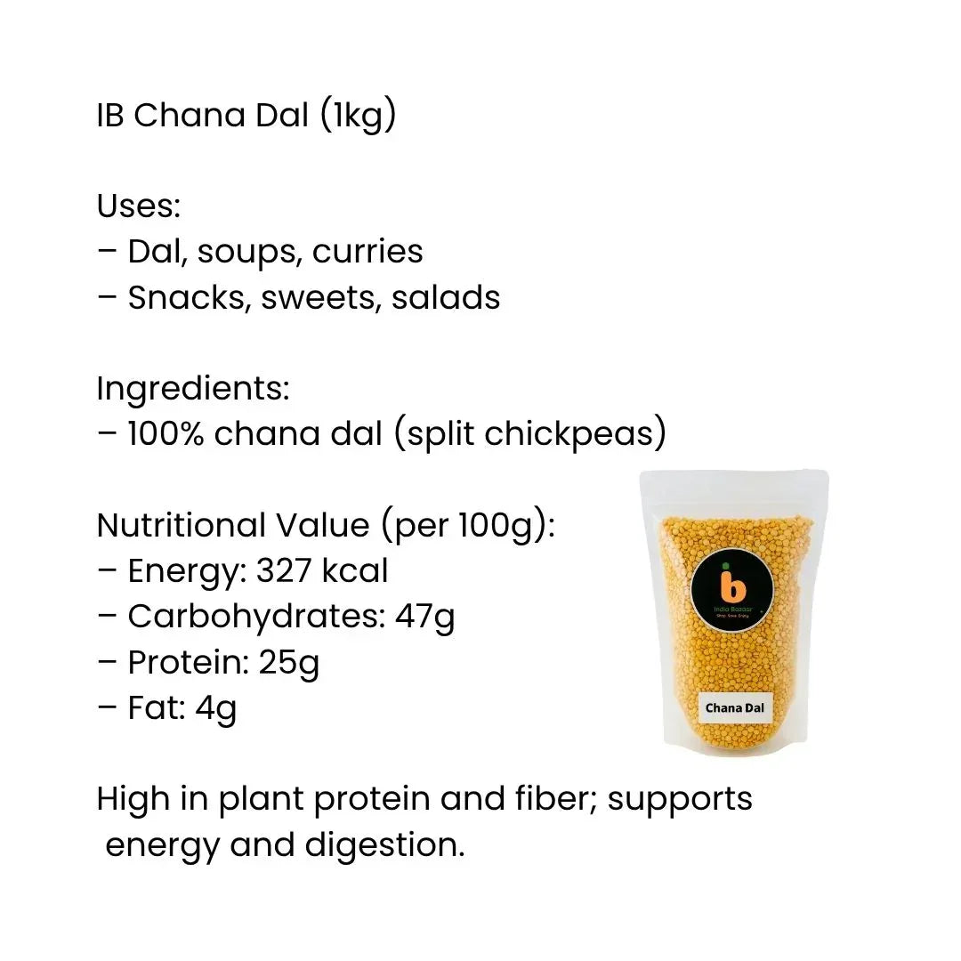 IB Chana Dal 1kg | High Protein Split Chickpeas | Perfect for Dal & Curries | South Africa | India Bazaar