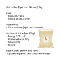 IB White Lentils 5kg (Urad Dal Split & Skinned) | 5kg