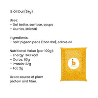 IB Polished Split Pigeon Peas / Oil Toor Dal 5kg | Bulk Lentils for Soups, Stews, Curries & Pap | Soft, Mild & Easy-Cooking | South Africa | India Bazaar