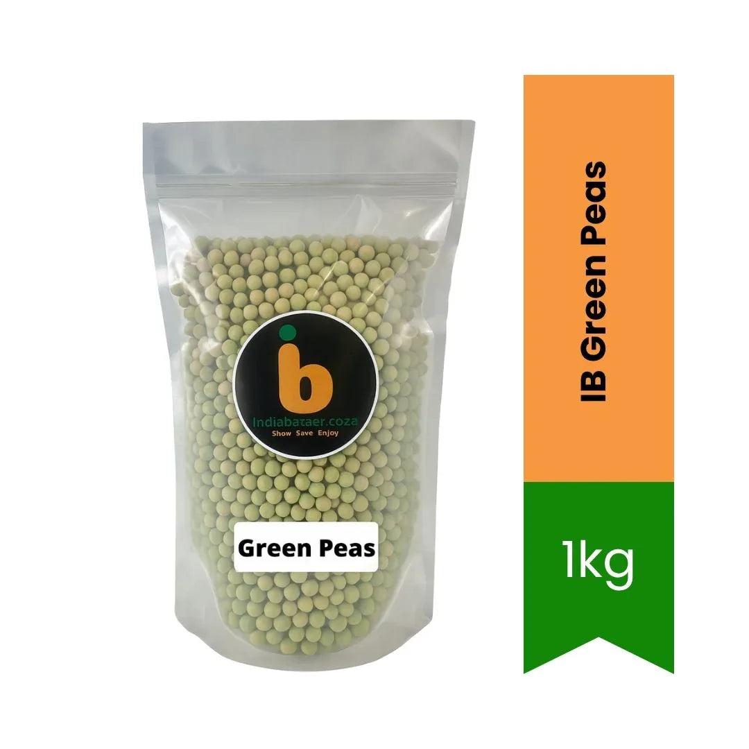 IB Green Peas | 1kg – Dried Green Peas, Whole Matar, Green Boontjies, Plant Protein Legumes, India Bazaar South Africa.