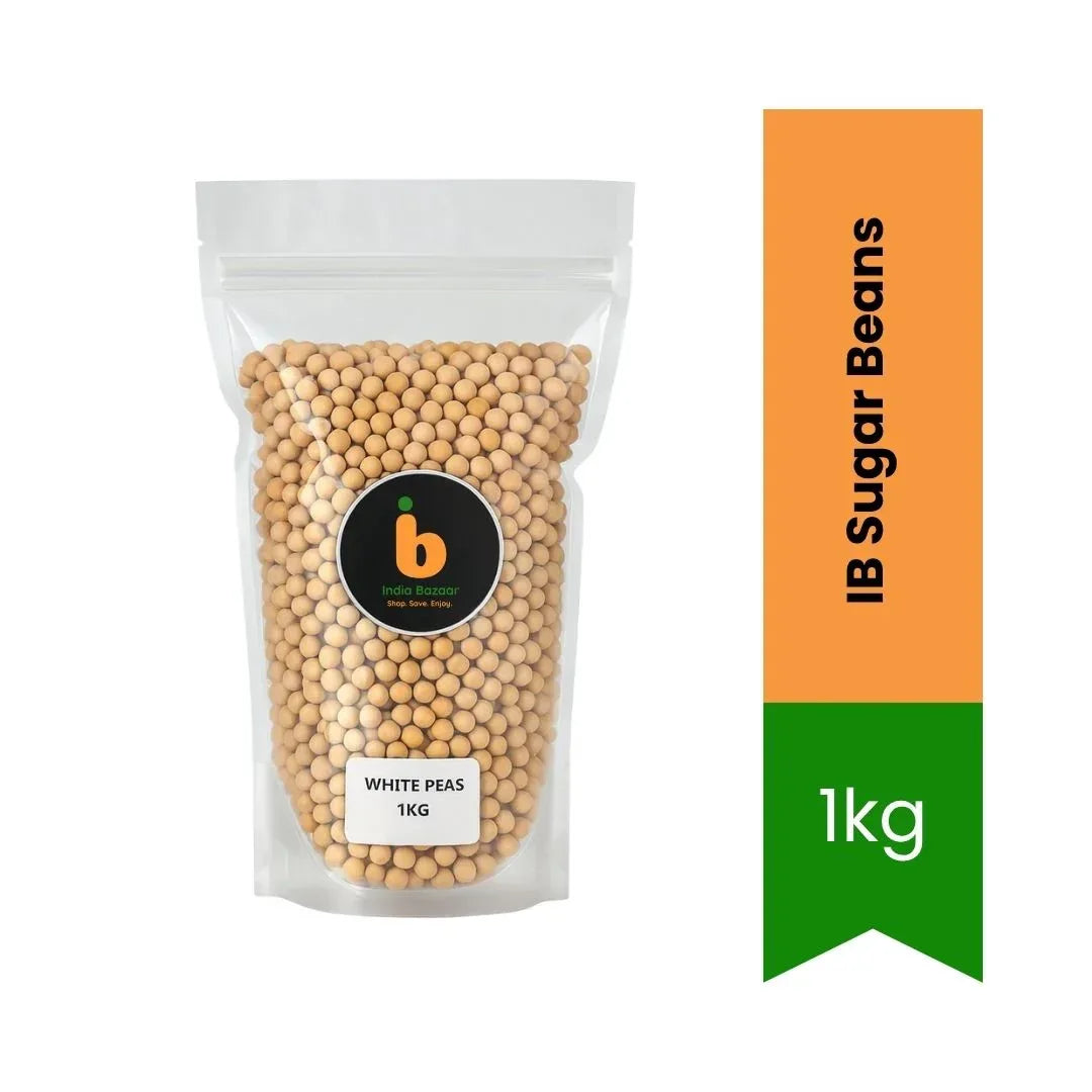 IB Dried White Peas (Safed Vatana / White Boontjies) | 1kg - Fiber-Rich Whole Legumes for Mumbai Street-Style Ragda Pattice & Chatpata Chaat Curries | South Africa | India Bazaar