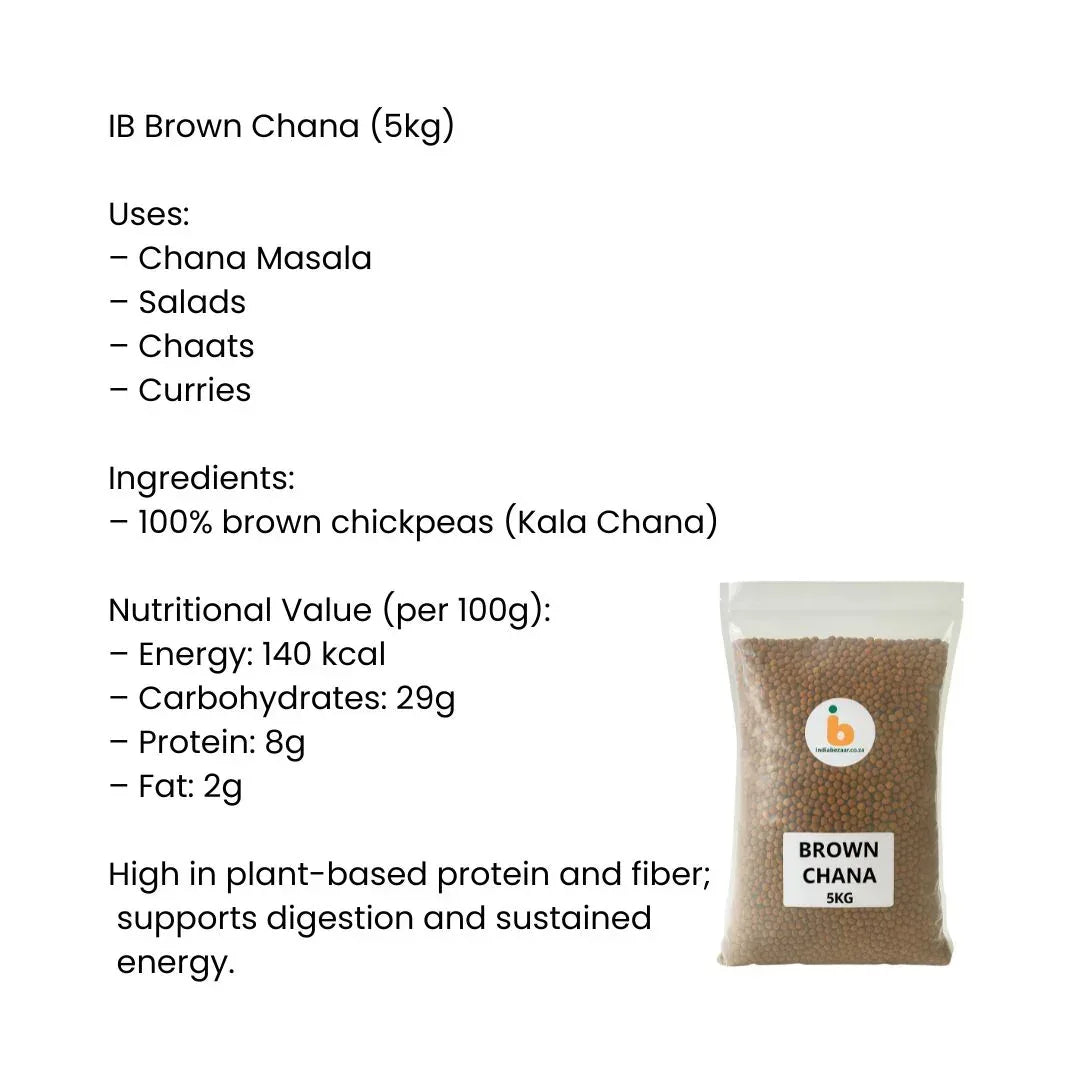 IB Brown Chickpeas | 5kg | Brown Chana (Kala Chana) | High Protein, Hearty & Nutritious | Bulk Cooking Essential | South Africa | India Bazaar