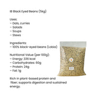 IB Black Eyed Beans 5kg | High Protein, Fresh & Versatile | Bulk Cooking Essential | South Africa | India Bazar