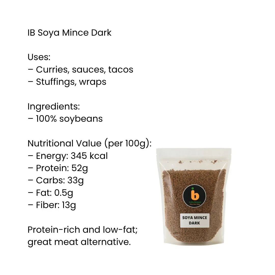 IB Soya Mince Dark / Plant-Based Protein Boontjies | 500g - Textured Vegetable Protein (TVP) for Healthy Vegetarian Bolognese, Bunny Chows & Tacos | South Africa | India Bazaar