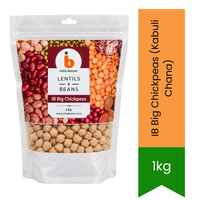 IB Big Chickpeas (Kabuli Chana) | 1kg - Extra-Large Creamy Garbanzo Beans for Spicy Punjabi Chole Curries & Creamy Hummus Dip | South Africa | India Bazaar