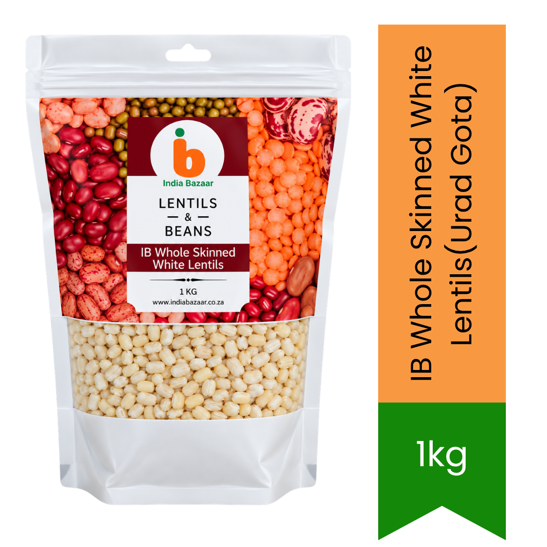 IB Whole Skinned Urad Lentils (Urad Gota) - Premium Creamy White Pulses for Making Fluffy Idli & Dosa Batter, Rich Protein Source | South Africa | India Bazaar
