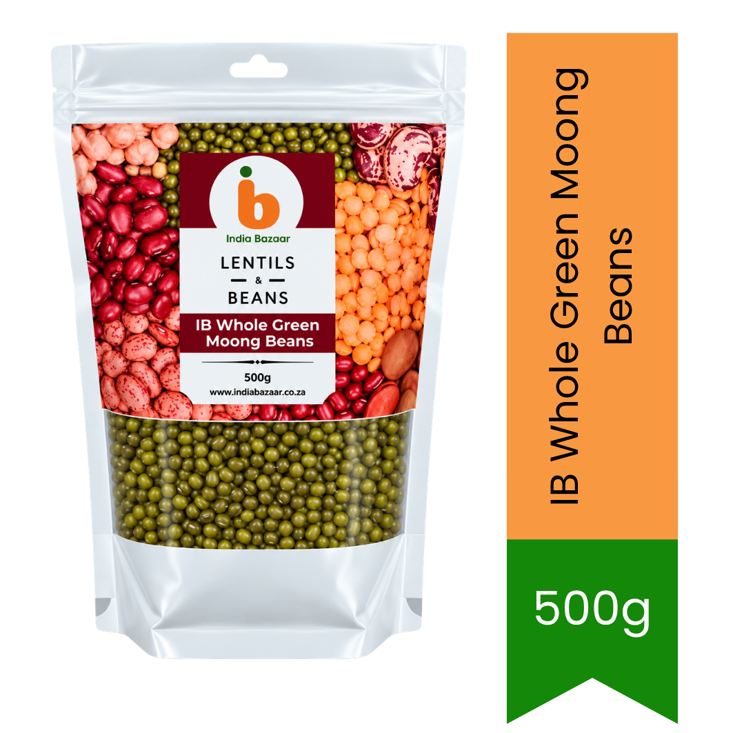 IB Whole Green Mung Beans (Akha Moong) - Unpolished High-Protein Dry Legumes, Perfect for Healthy Sprouts, Vegan Salads & Comfort Curries | South Africa | India Bazaar