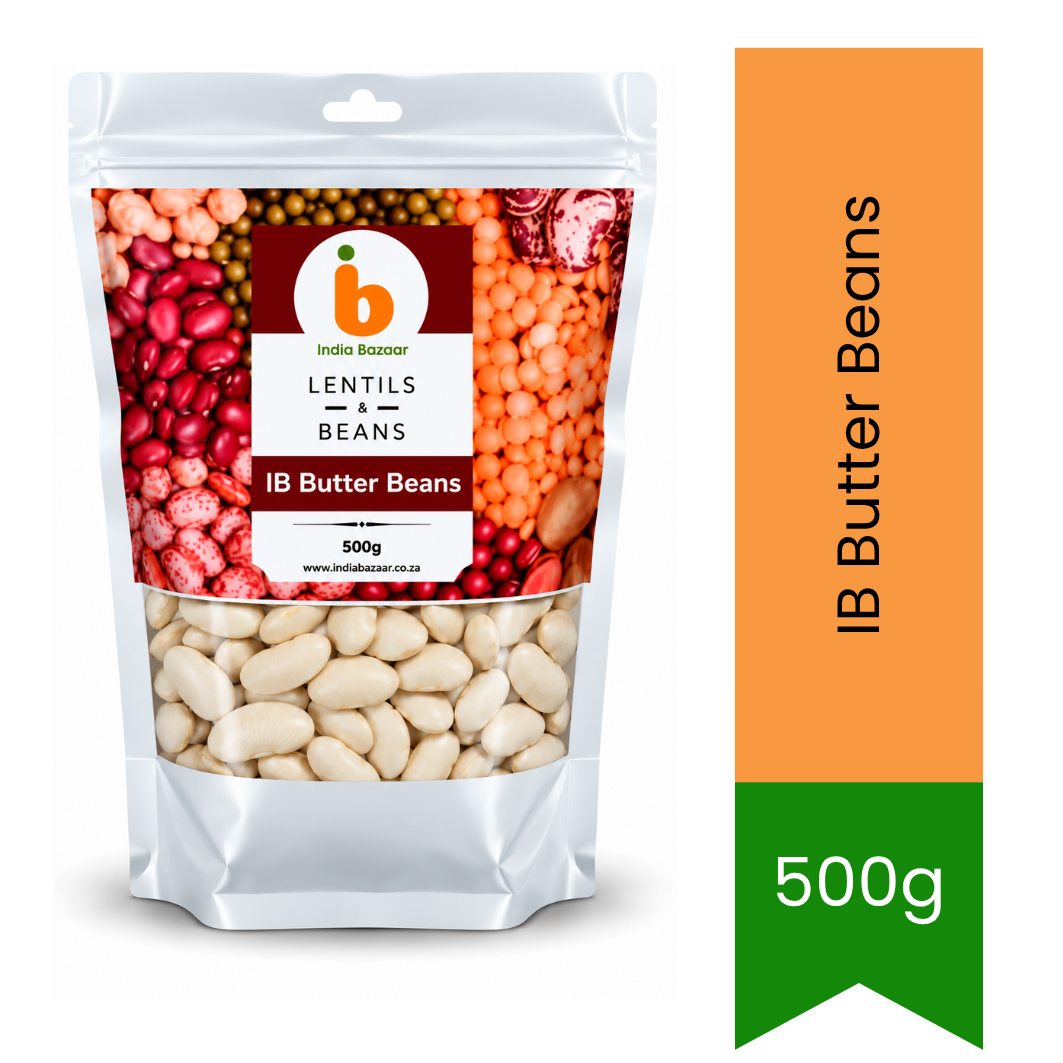 IB Butter Beans (White Lima Beans) - Premium Pure Creamy Nutrient-Rich Legumes for Soups, Stews & Curries | Delivers High Fiber & Rich Delicate Flavor | South Africa | India Bazaar