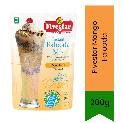 Fivestar Mango Falooda Instant Mix (Mango Dessert Drink) | 200g - Fruity Summer Indian Milkshake Blend, Quick Refreshing Treats | South Africa | India Bazaar