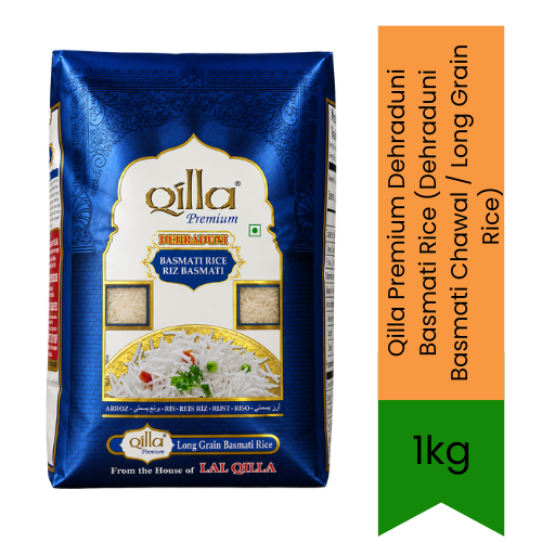 Qilla Premium Dehraduni Basmati Rice (Dehraduni Basmati Chawal / Long Grain Rice) - Aromatic Aged Long Grain Rice for Biryani, Pulao & Daily Meals | Fluffy Non-Sticky Texture & Rich Taste | South Africa | India Bazaar