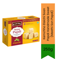 Kemchho Elaichi Soan Papdi Handmade Sweet (Meethi Son Papdi) | 250g - Flaky Melt-in-Mouth Cardamom Flavor Cotton Candy Disc | Premium Traditional Festive Indian Dessert & Sweet Gifting | South Africa | India Bazaar