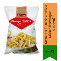 Kemchho Thick Gram Flour Sticks (Bhavnagari Gathiya) | 270g - Soft & Crispy Deep-Fried Chickpea Flour Snack For Traditional Afternoon Chai | Flavoured With Black Pepper & Ajwain For An Authentic Gujarati Farsan Experience | South Africa | India Bazaar