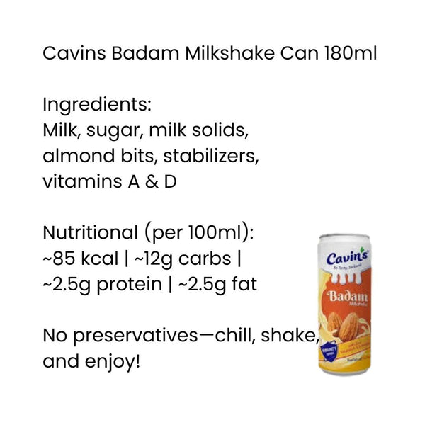 Cavins Badam milkshake can 180ml|BB:07.APR.2026
