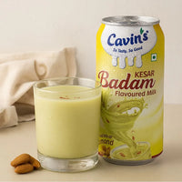 Cavins Kesar Badam Drink (Saffron Almond Milk) | 180ml Can - Premium Flavored Milk Beverage, Rich Creamy Refreshment & Energy Booster | South Africa | India Bazaar