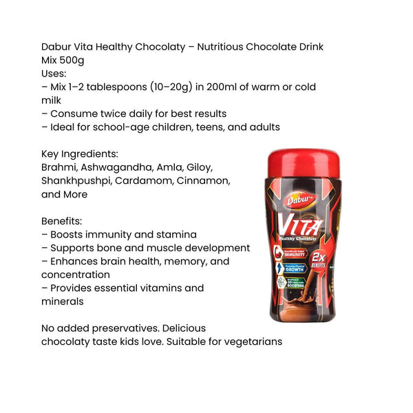 Dabur Vita Healthy Chocolaty_Nutritious Chocolate Drink Mix|Boost Energy|BB:DEC.2026