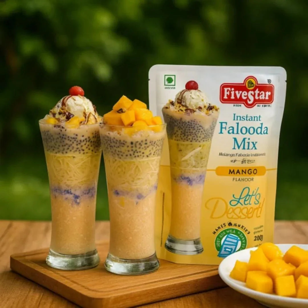 Fivestar Mango Falooda Instant Mix (Mango Dessert Drink) | 200g - Fruity Summer Indian Milkshake Blend, Quick Refreshing Treats | South Africa | India Bazaar