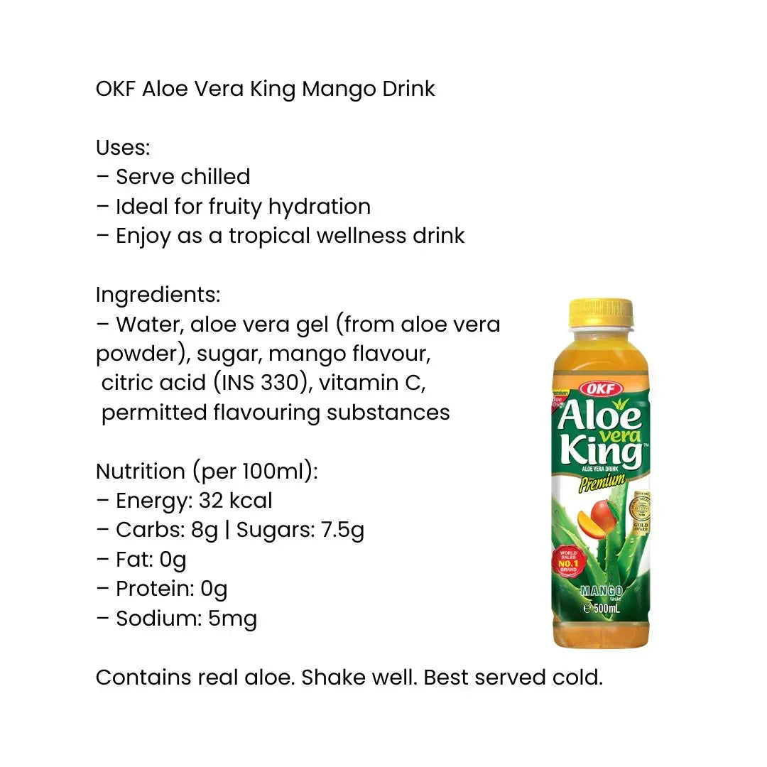 OKF Aloe Vera King Mango Drink / B.B 25/7/2026 – IndiaBazaar.co.za