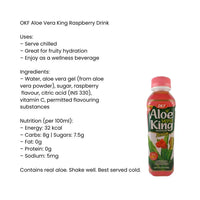 OKF Aloe Vera King Raspberry Drink | 500ml - Tart Sweet Berry Juice Beverage with Real Aloe Vera Pulp Gel, Premium Hydration | South Africa | India Bazaar