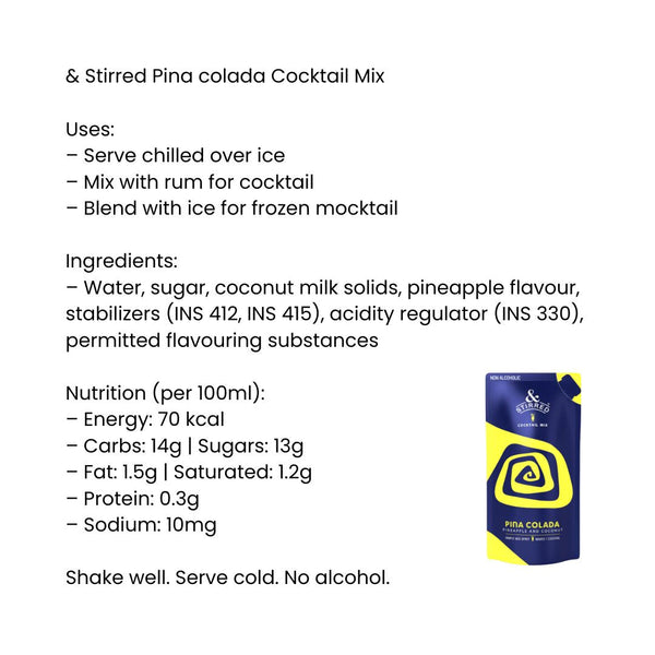 & Stirred Pina colada Cocktail Mix|BB:19.NOV.2025